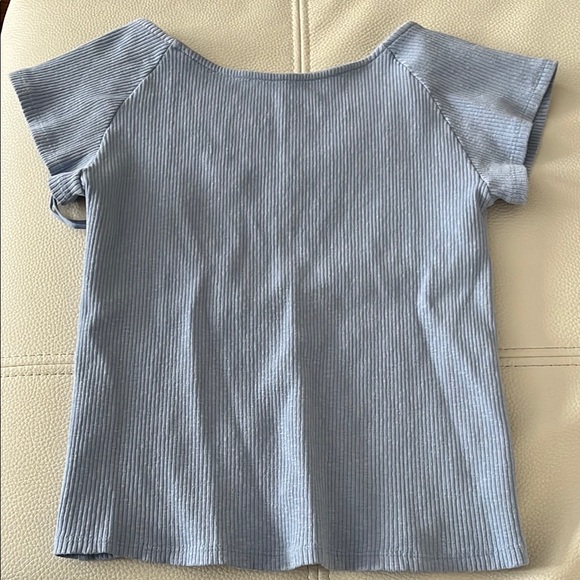 Blue Ribbed Short Sleeve Top - Picture 1 of 2